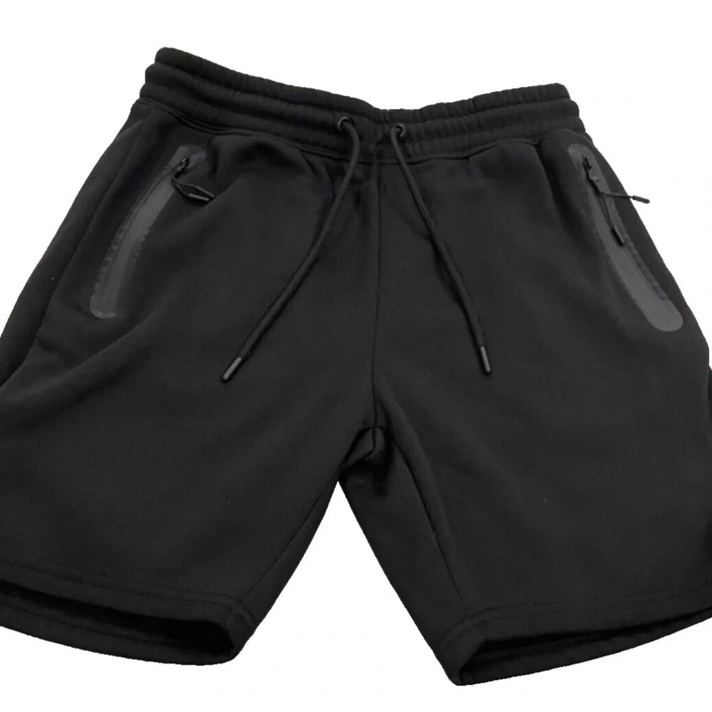 THLETEX Men's Sweat Shorts; Zippered Pockets;‎ Black; Size S